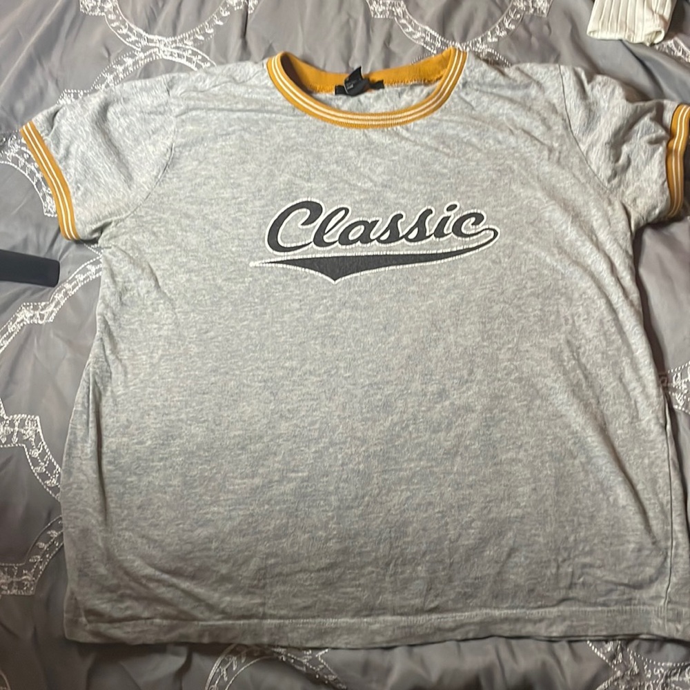 Orange collared classic grey shirt